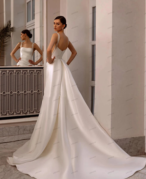 Simple Wedding Dresses Satin Bridal Gowns Elegant Customized